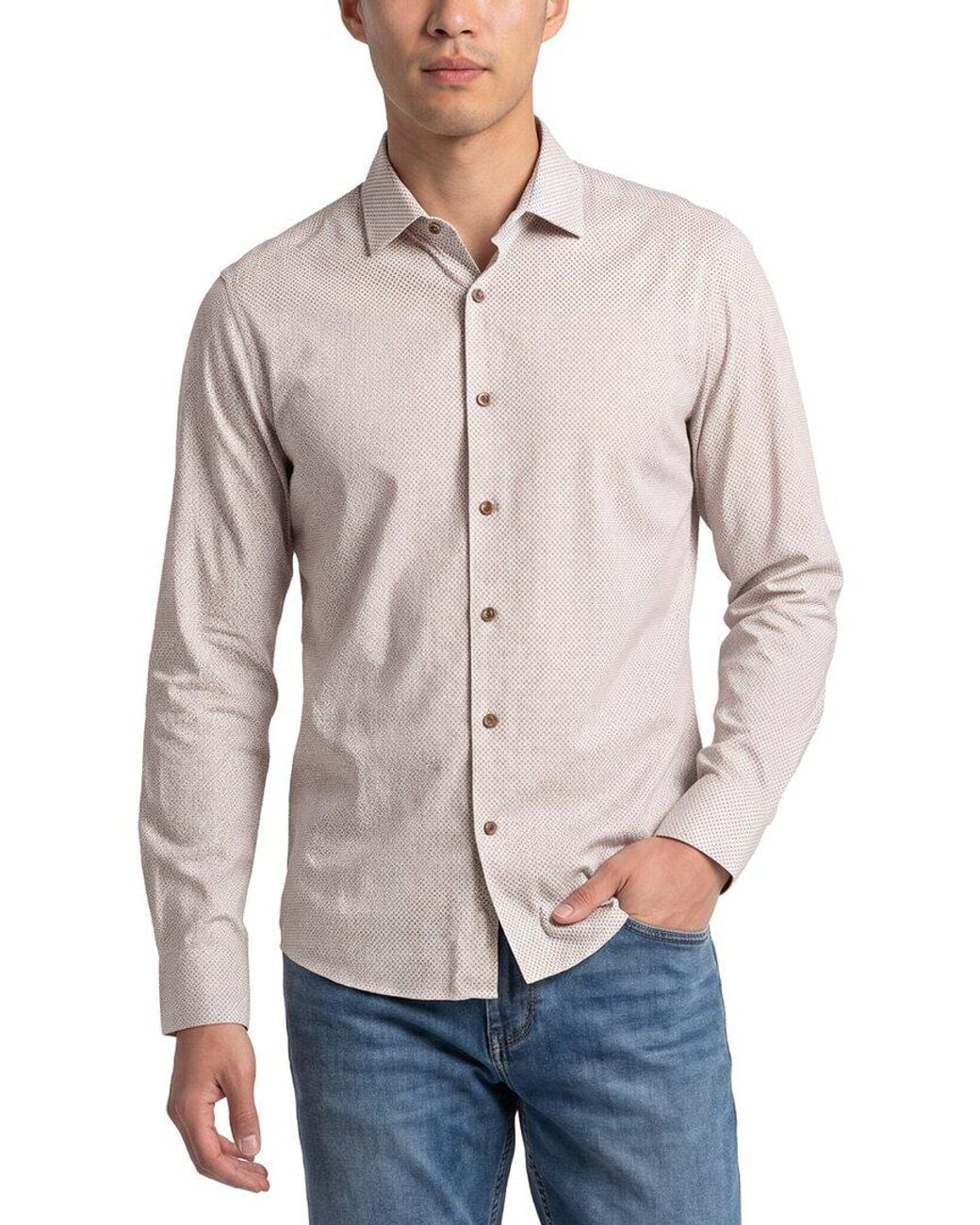 Raffi Blue Micro Print Shirt for men