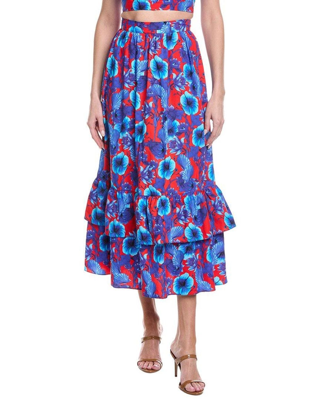 Borgo De Nor Blue Paulina Midi Skirt