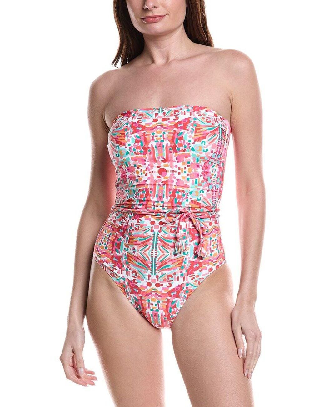 Helen Jon Red Tassel Belt Bandeau One-Piece