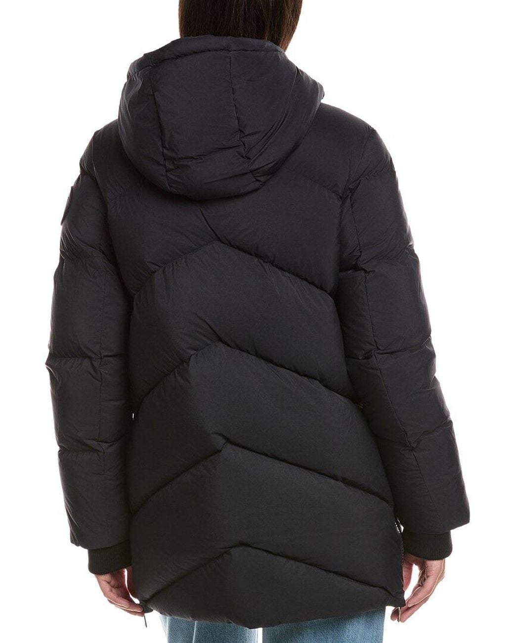 Scotch & Soda Black Fallon Boxy Inverted Chevron Quilted Coat