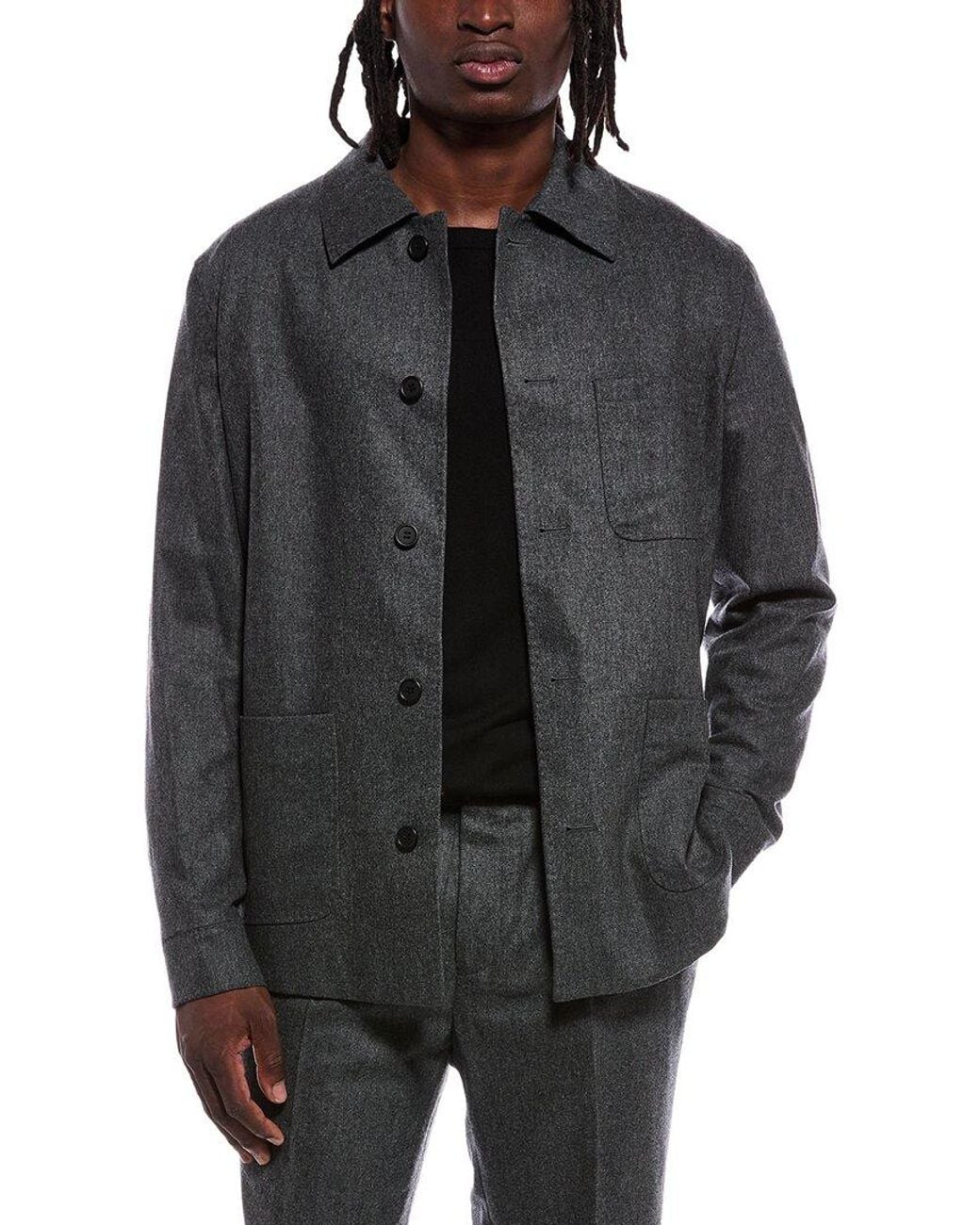 Kilgour Black Wool Flannel Jacket for men