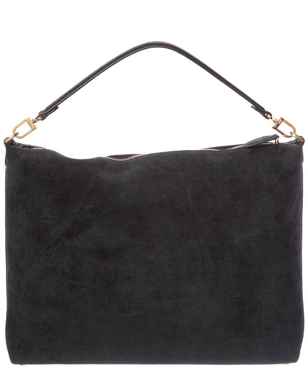 Totême Black Bevel Medium Suede Shoulder Bag