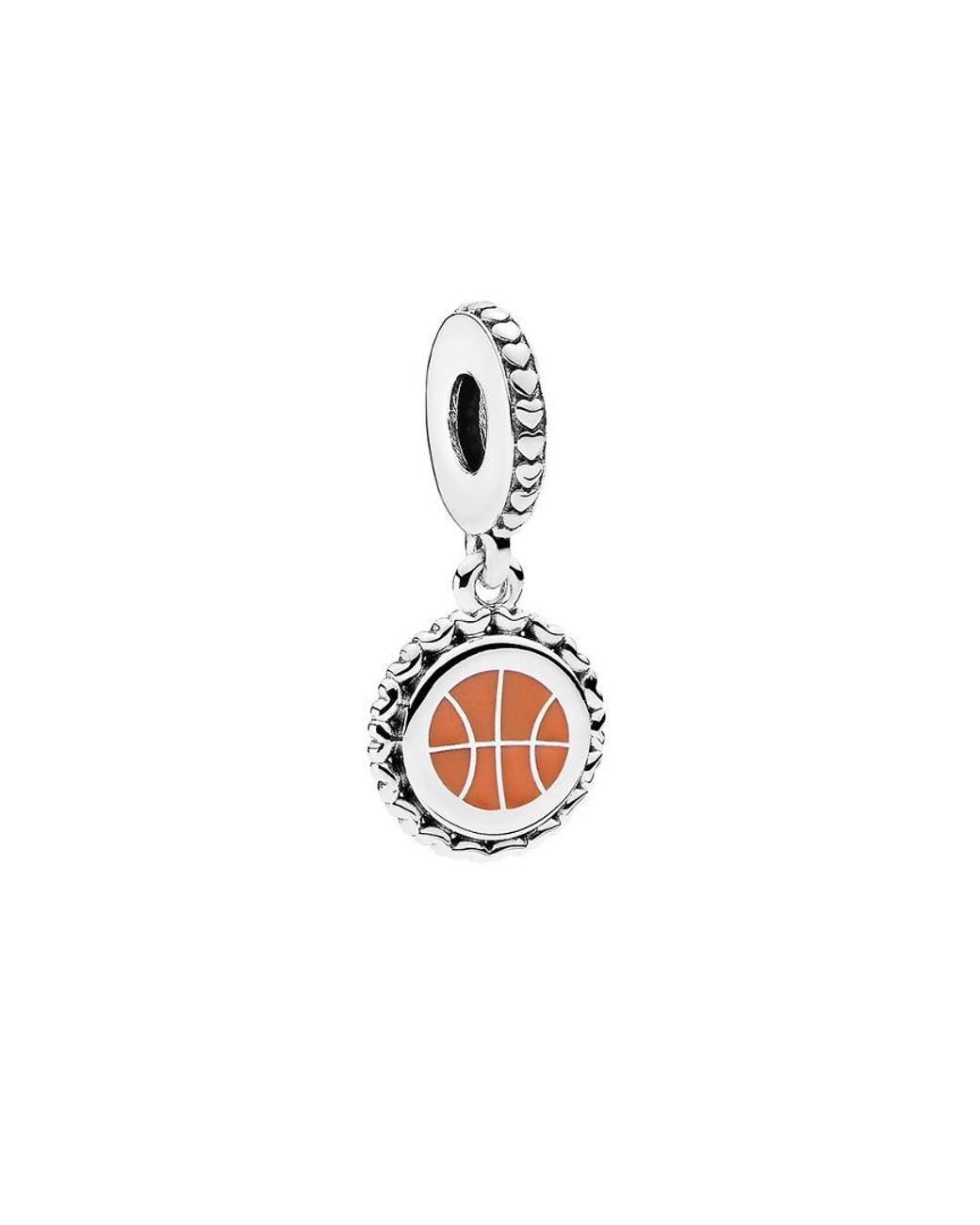 PANDORA Jewelry Silver Basketball Dangle Charm in Orange | Lyst