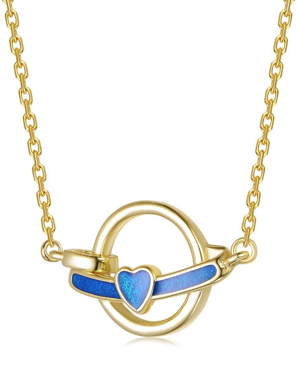 Rachel Glauber Blue 14K Plated Heart Necklace