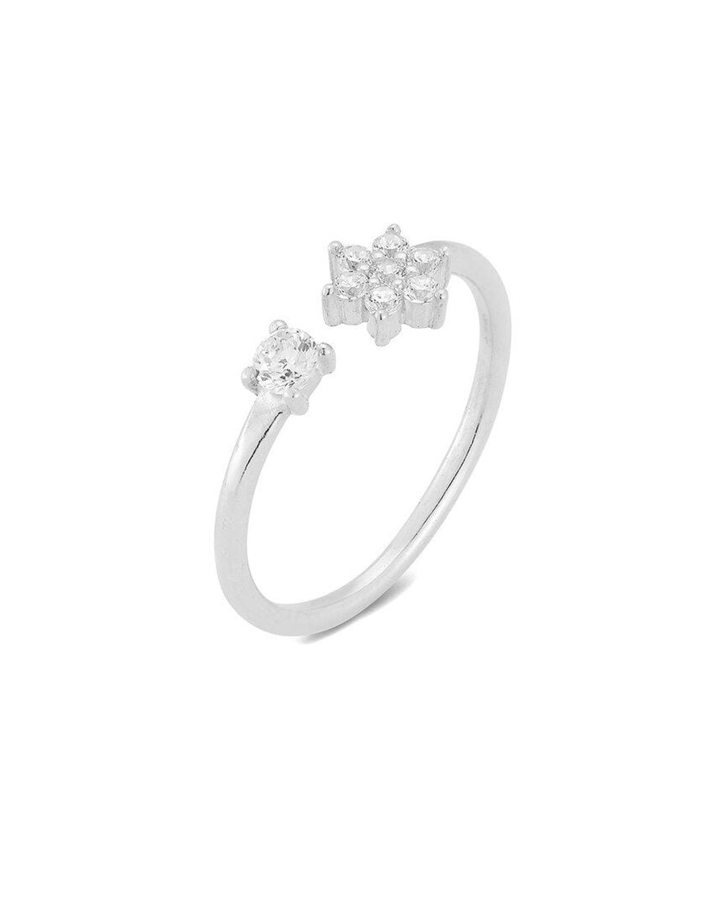 Glaze Jewelry White Silver Cz Flower Ring