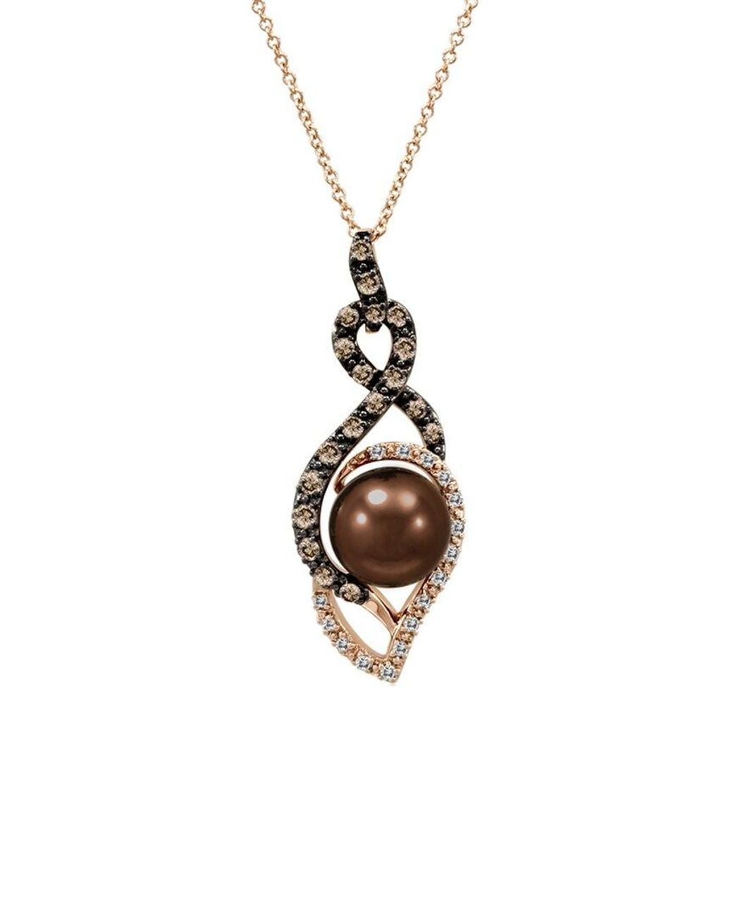 Le Vian White Grand Sample Sale 14K Strawberry 0.42 Ct. Tw. Diamond 8-9Mm Pearl Pendant Necklace