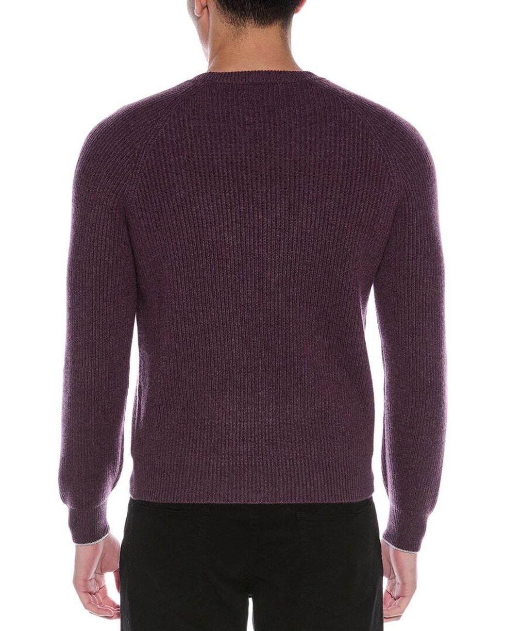 Brunello Cucinelli Purple 100% Cashmere Crewneck Sweater for men