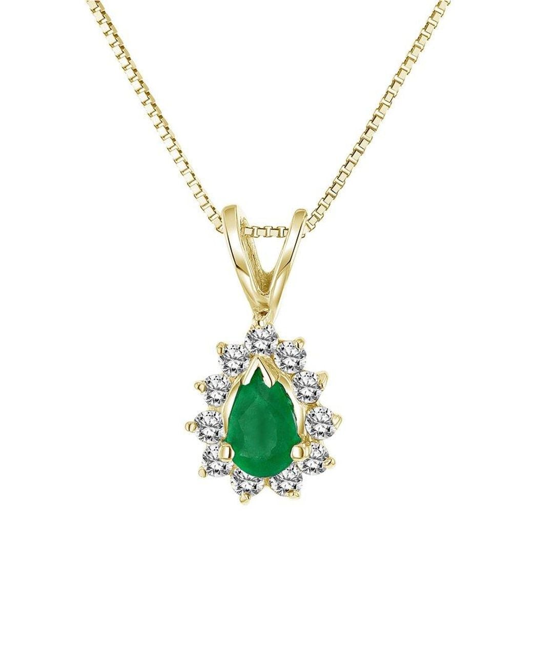 LEVARON Green 14K 0.35 Ct. Tw. Diamond & Emerald Necklace