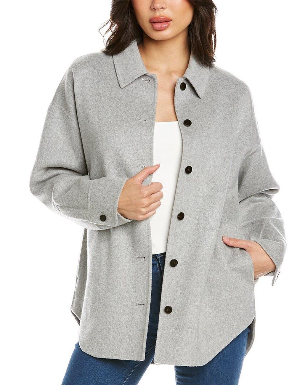 Theory Oversized Wool & Cashmereblend Shirt Jacket in Gray Lyst