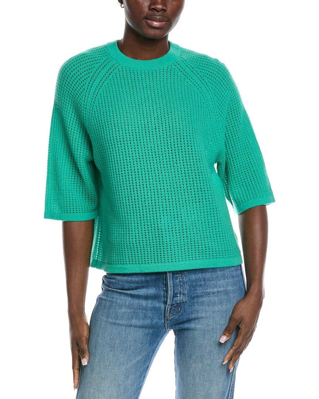 Autumn Cashmere Green Mesh Cashmere Sweater