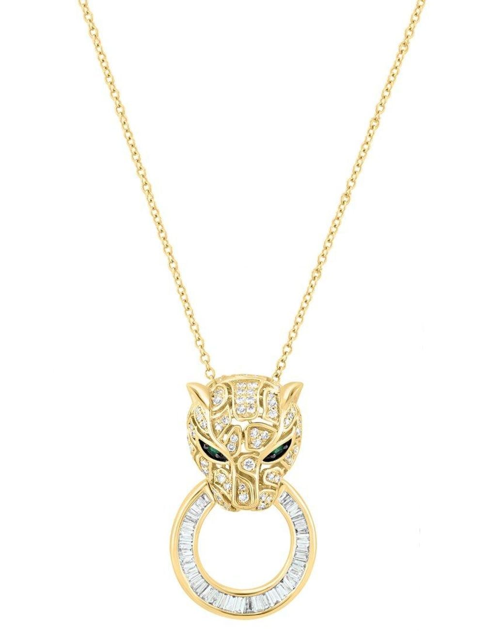 Effy Fine Jewelry Metallic 14K 0.54 Ct. Tw. Diamond & Emerald Necklace