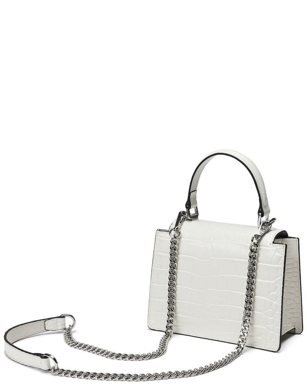 Tiffany & Fred Paris White Croc-Embossed Patent Satchel