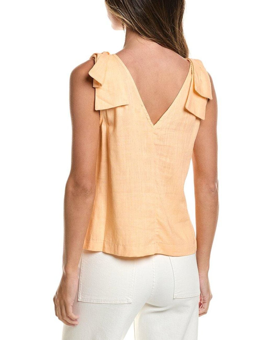 Cece Pink Bow Strap Linen-Blend Tank