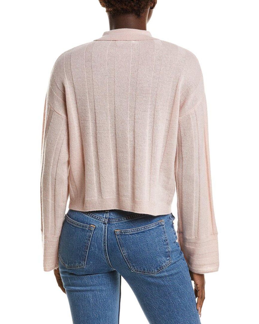 NAADAM Blue Coastal 100% Cashmere Ribbed Polo Sweater