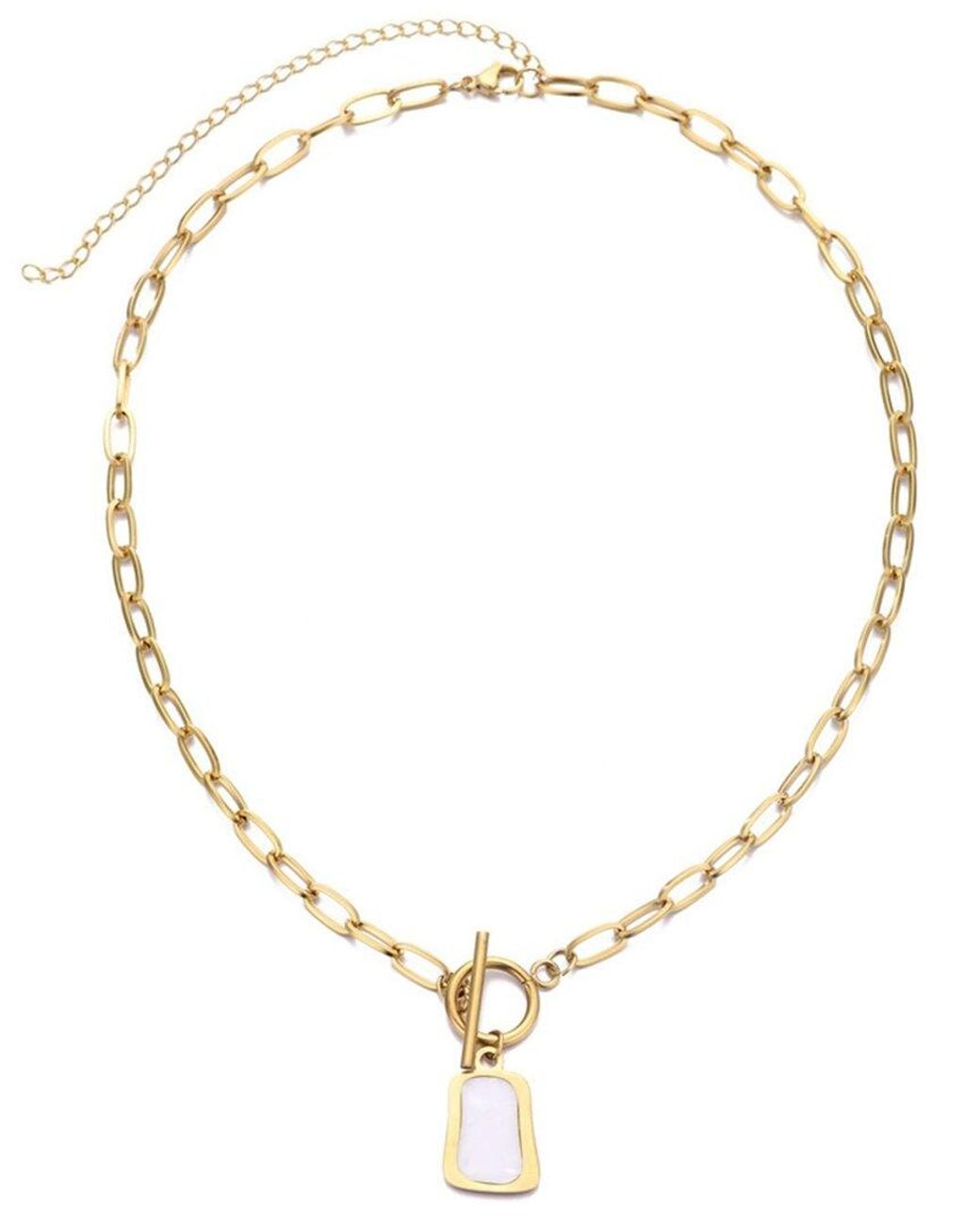 Adornia Metallic 18K Plated Stainless Steel Mother Of Pearl Tarnish-Resistant Toggle Necklace