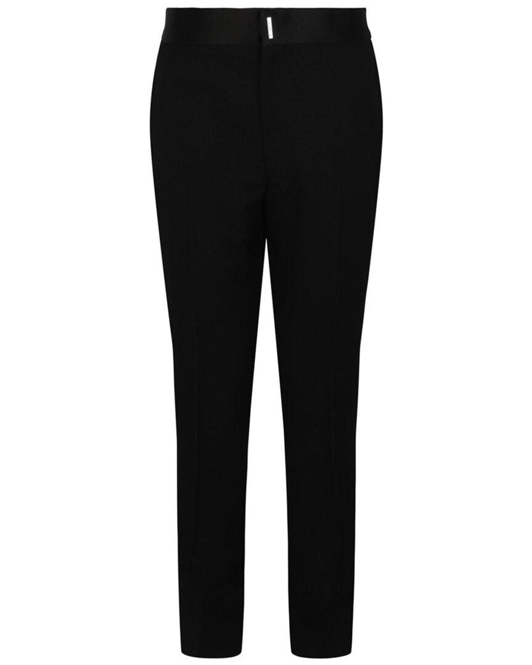 Givenchy Black Classic Fit Satin-Trim Wool Trouser for men