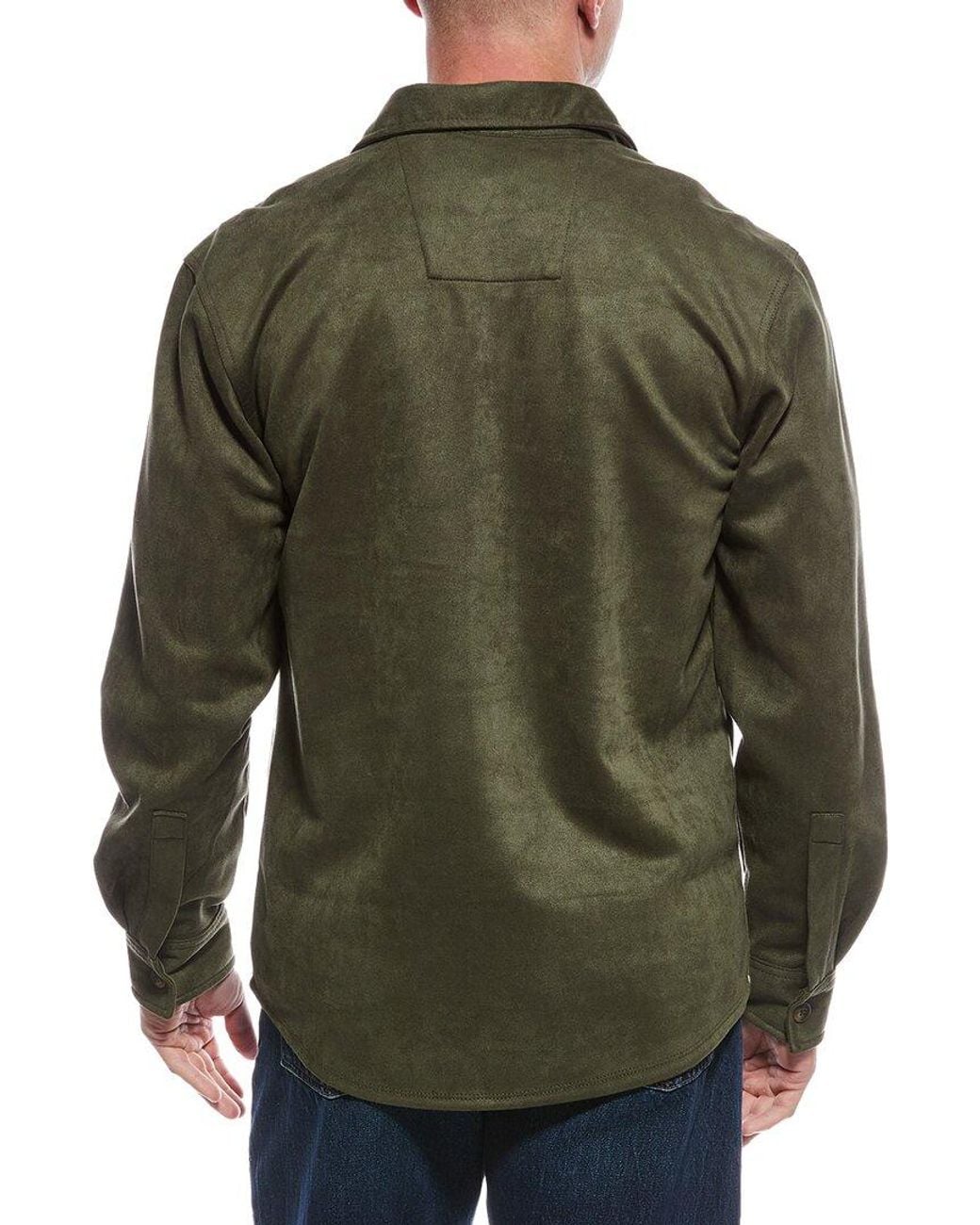 Vintage 1946 Green Microsuede Overshirt for men