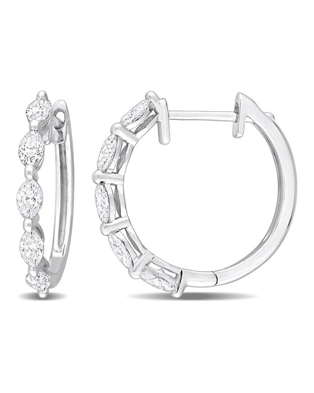 Rina Limor White 14k 1.30 Ct. Tw. Diamond Clip-on Hoops