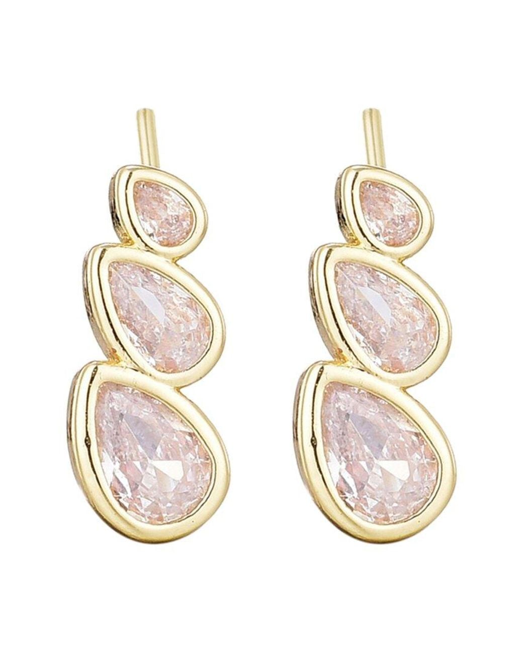 Adornia Metallic 14K Plated Crystal Climber Earrings