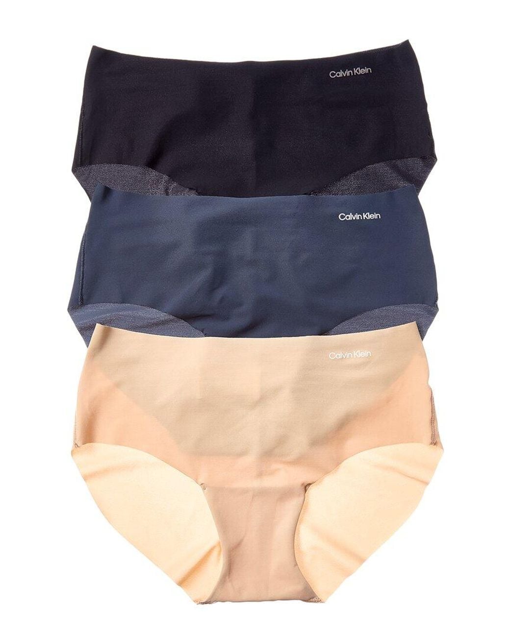 Calvin Klein Blue 3Pk Invisibles Microfiber Stretch Hipster