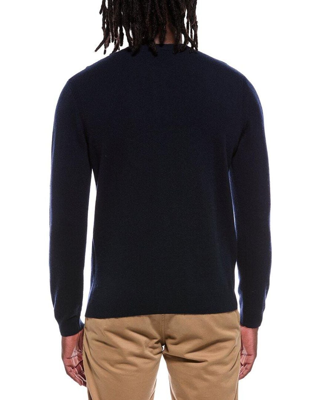 Autumn Cashmere Blue 100% Cashmere Henley Sweater for men