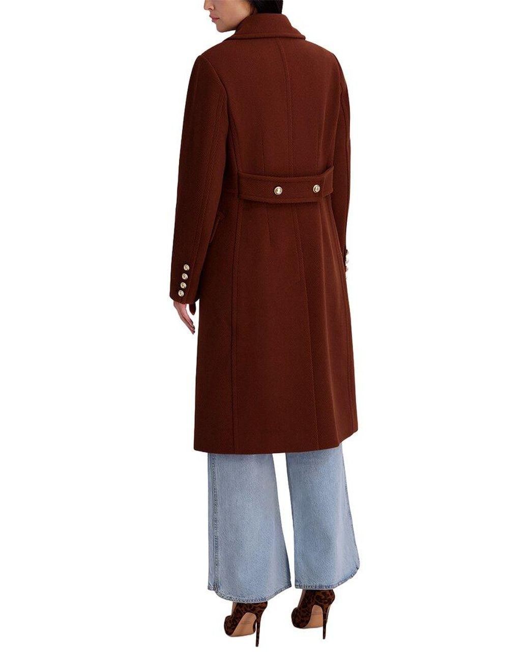 Kenneth Cole Red Wool-Blend Long Jacket