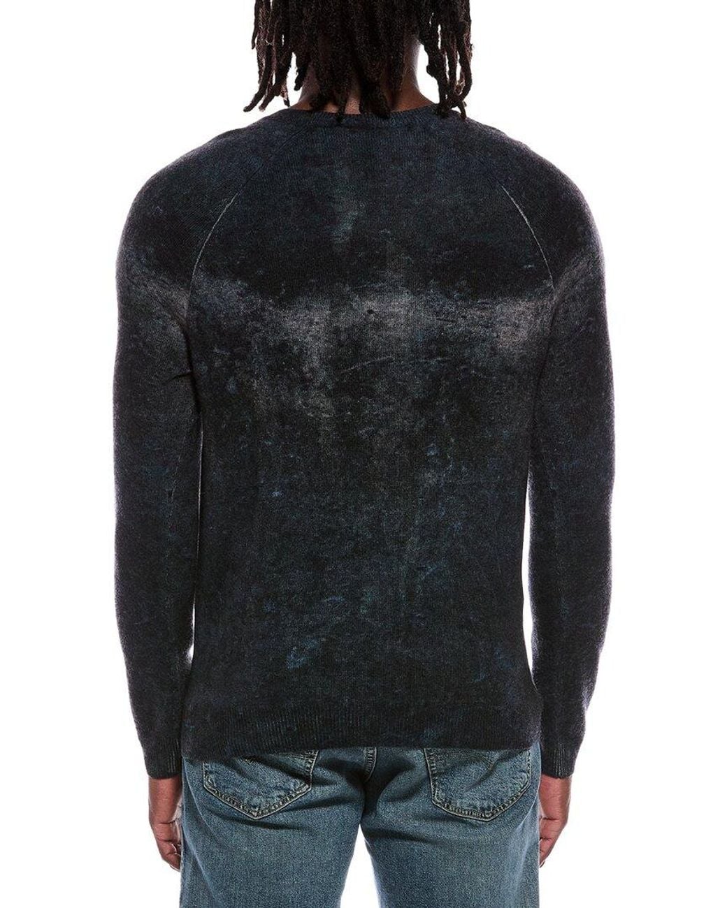 Autumn Cashmere Black Cement Print 100% Cashmere Crewneck Sweater for men