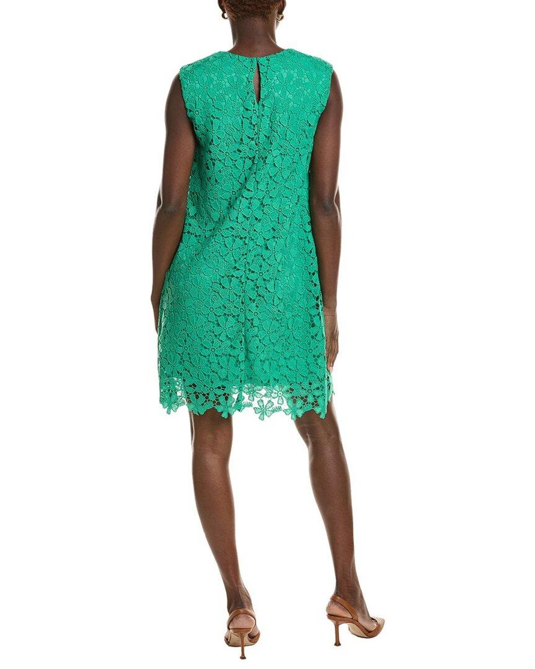 Jones New York Green Extended Cap Sleeve Swing Dress