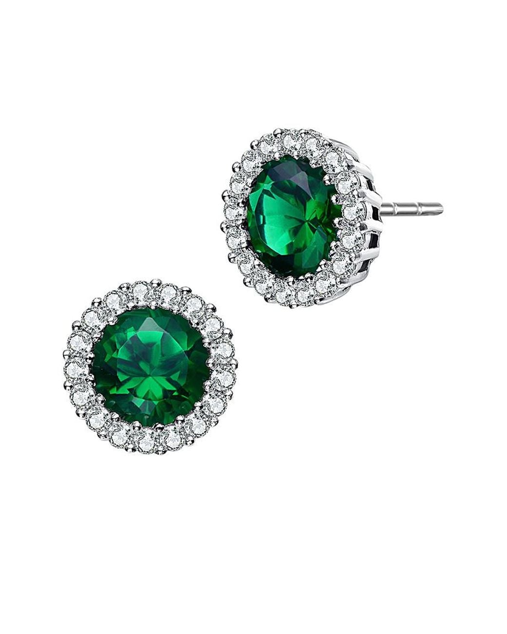 Genevive Jewelry Green Silver Earrings