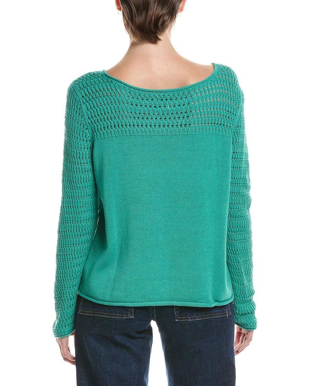 NIC+ZOE Green Placed Pointelle Sweater