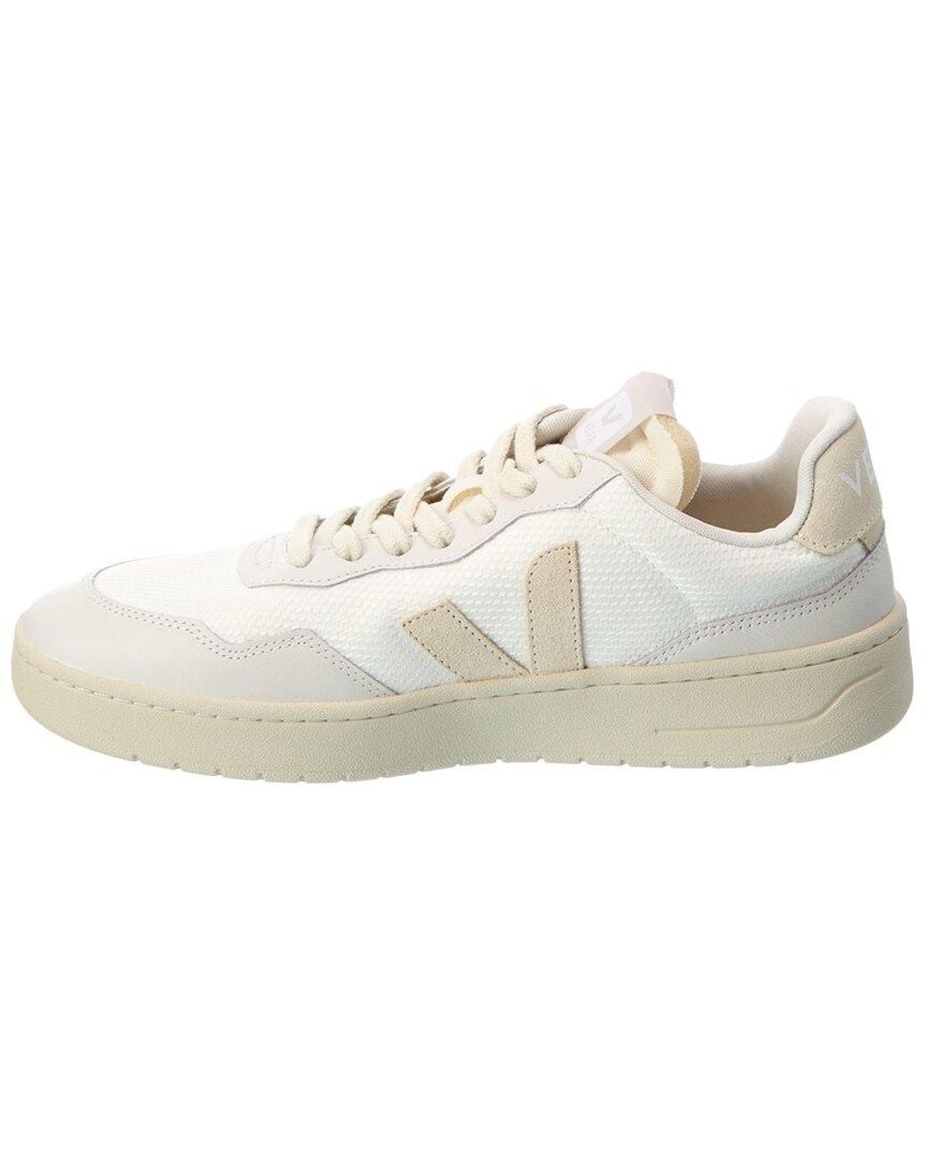 Veja White V-90 Leather & Mesh Sneaker for men