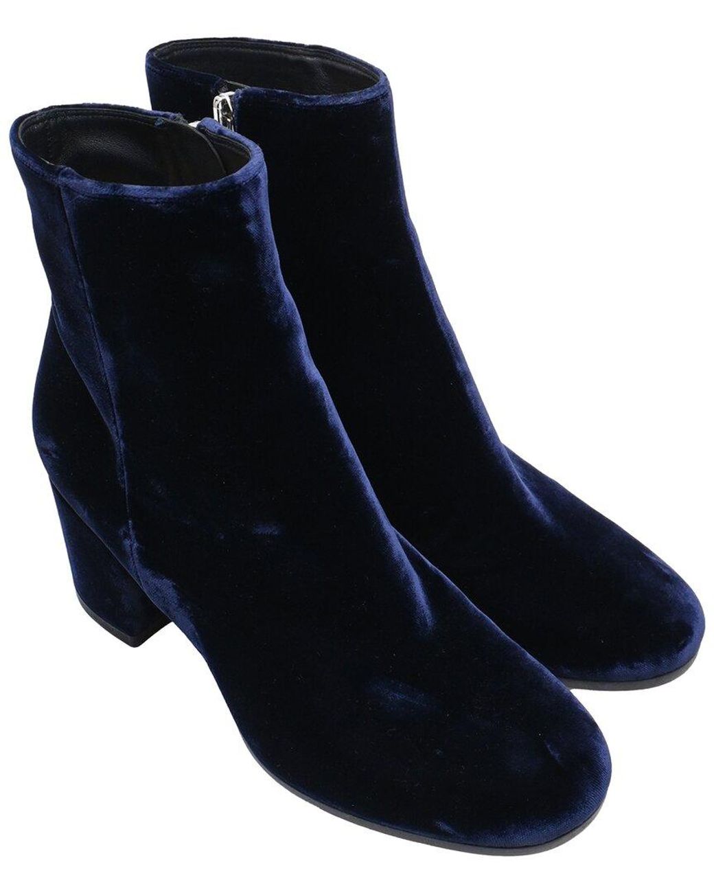 Gianvito Rossi Blue Velvet Round-Toe Bootie (Authentic Pre-Loved)