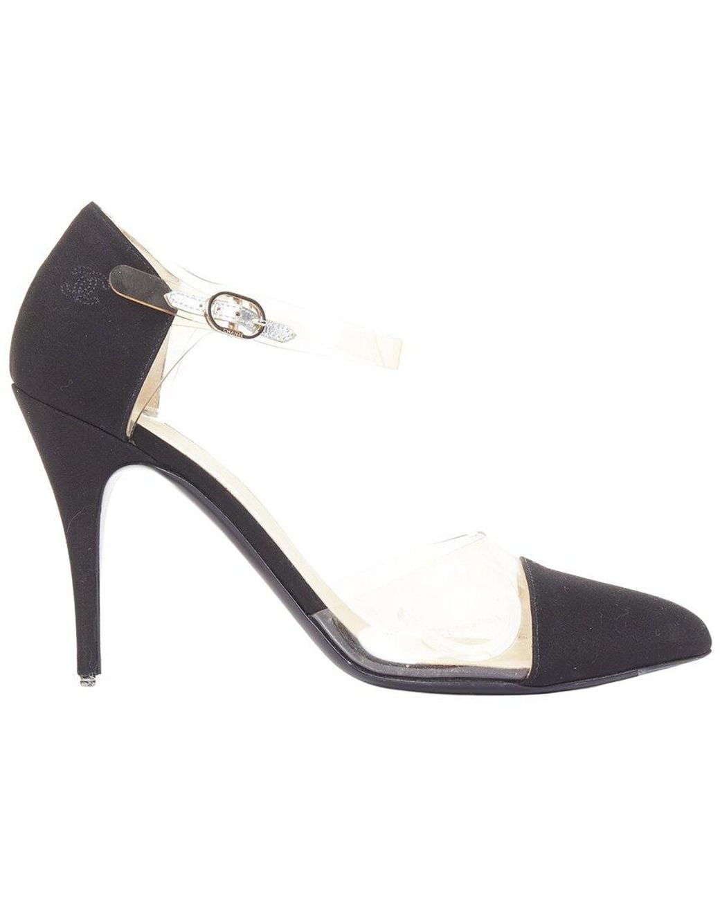 Chanel Natural Satin Logo Cap Toe Pump (Authentic Pre-Loved)