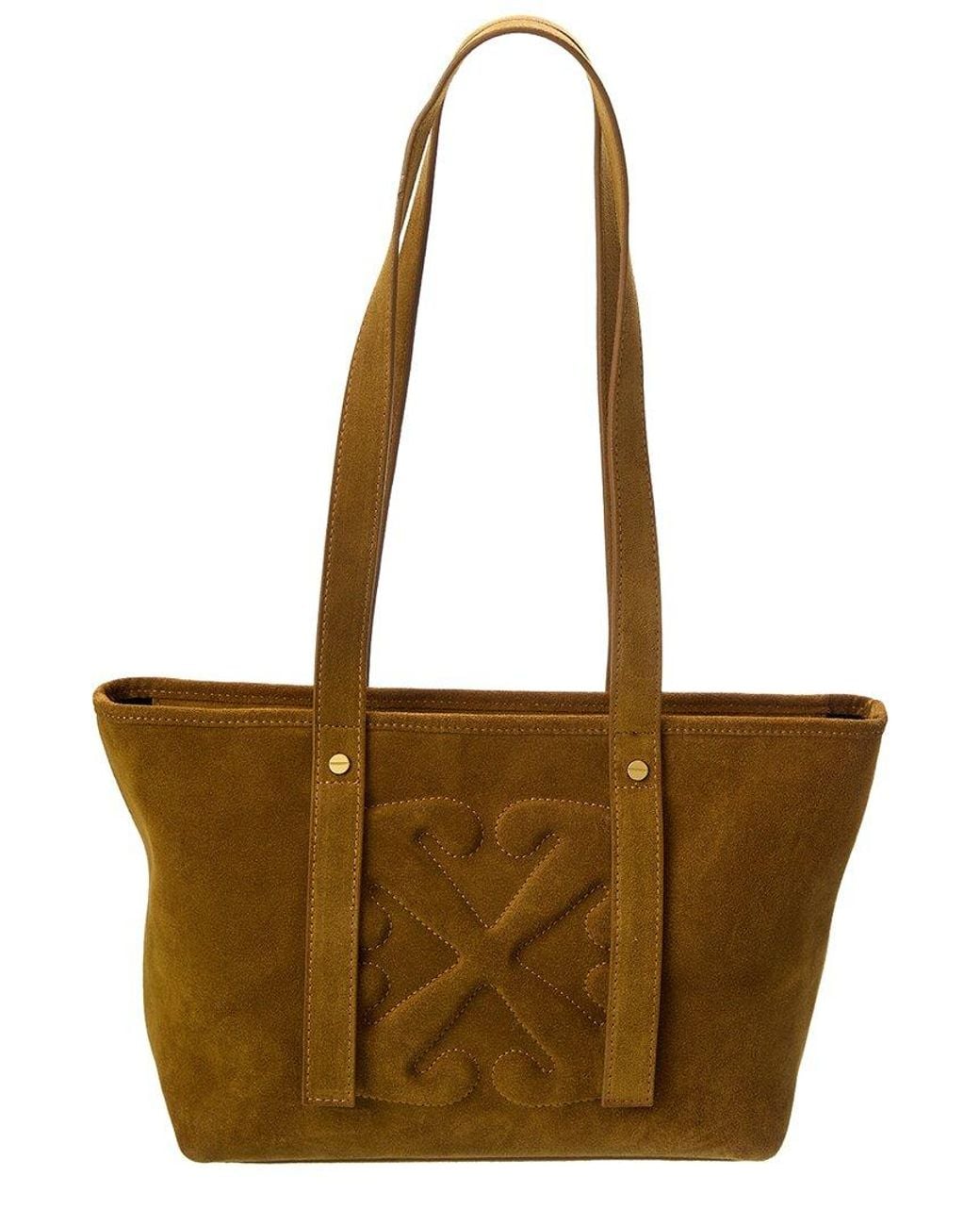 Off-White c/o Virgil Abloh Brown Small Zip Day Off Suede Tote