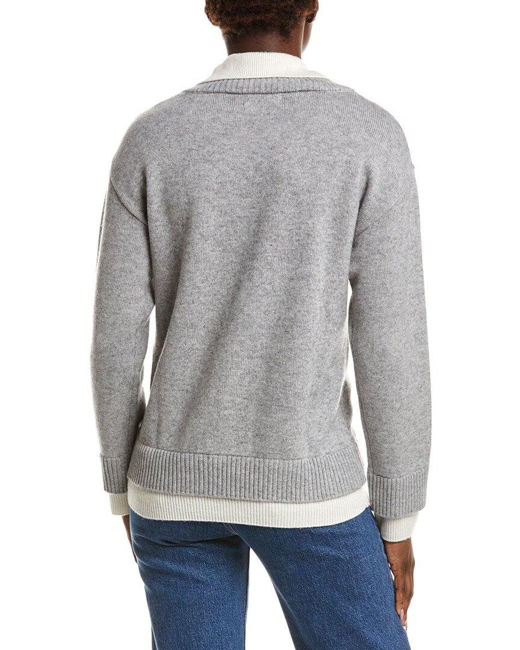 NAADAM Gray Premium Wool & Cashmere-Blend Layered Polo Sweater