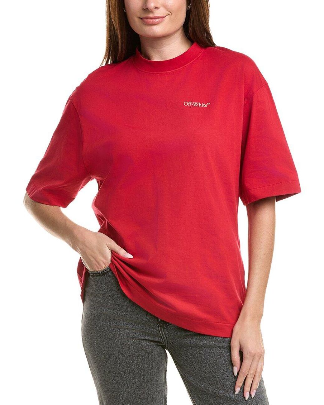Off-White c/o Virgil Abloh Red Graphic Skate T-Shirt
