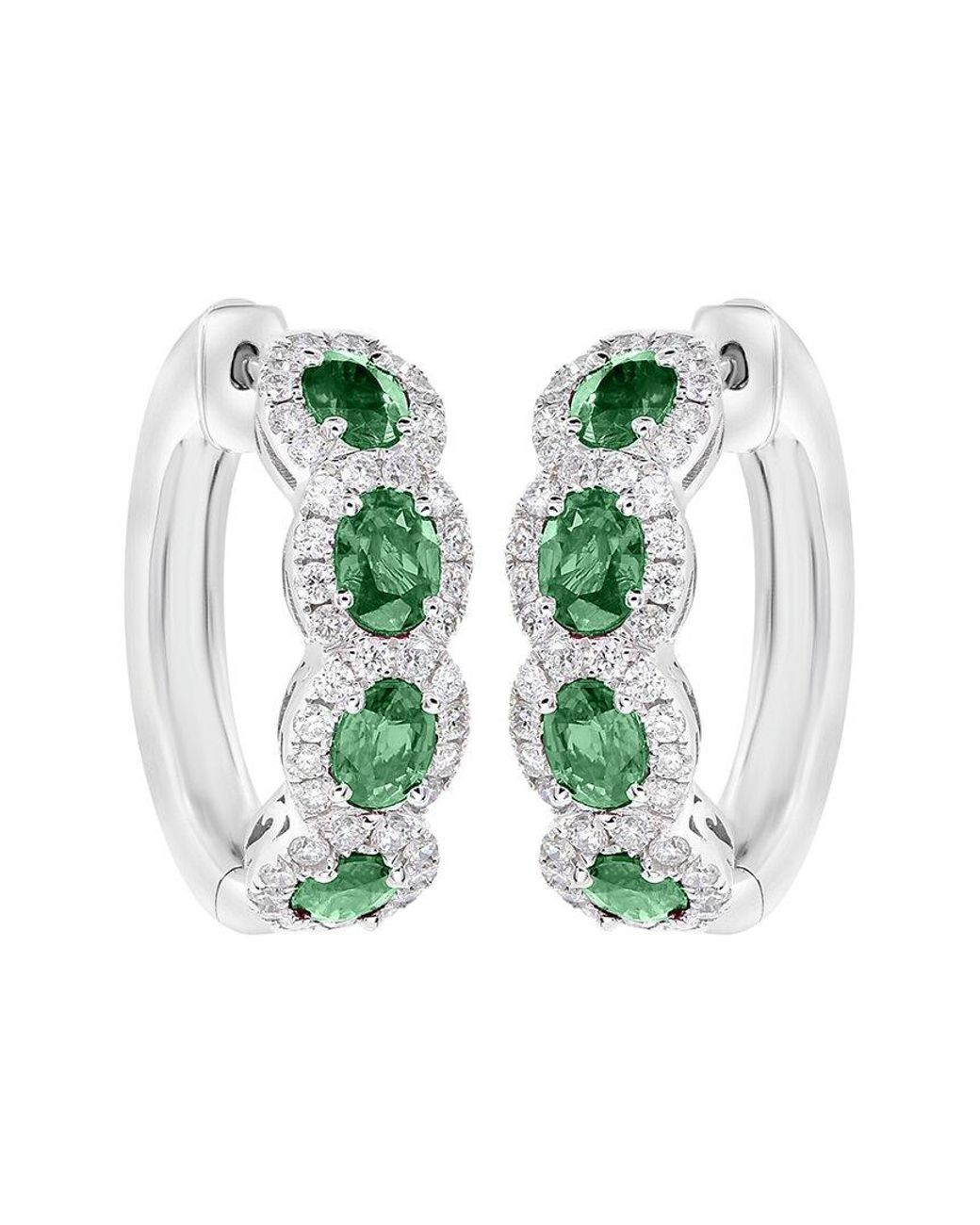 Diana M Green Fine Jewelry 10k 2.19 Ct. Tw. Diamond & Emerald Earrings