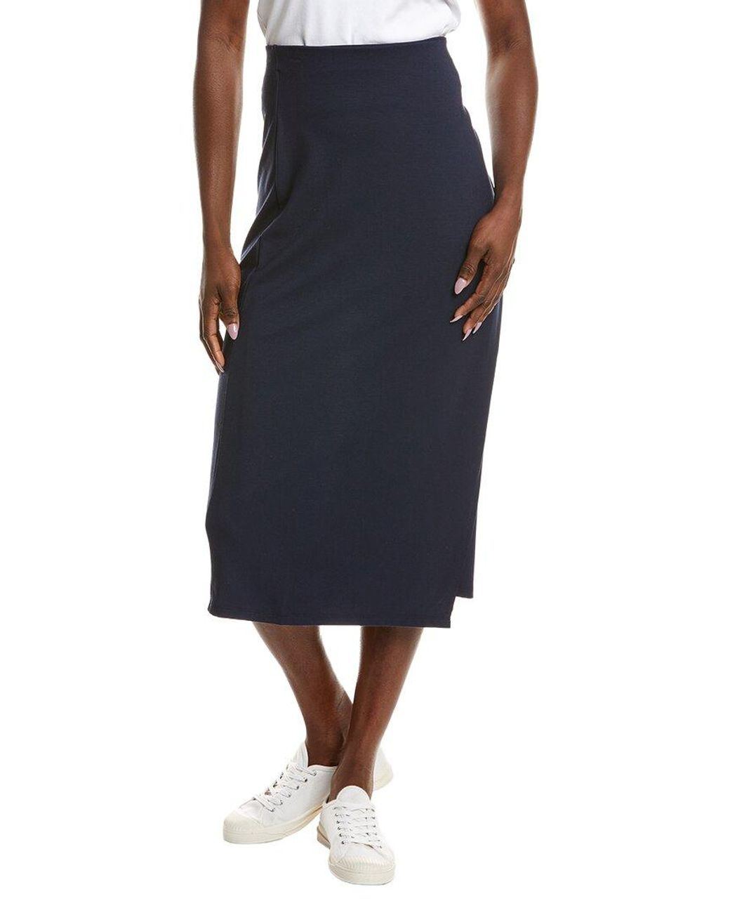 Vince Blue Draped Midi Skirt