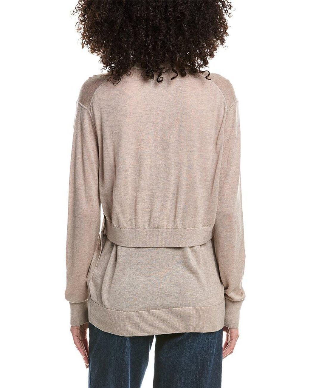 3.1 Phillip Lim Natural Faux Layered Wool & Silk-Blend Cardigan