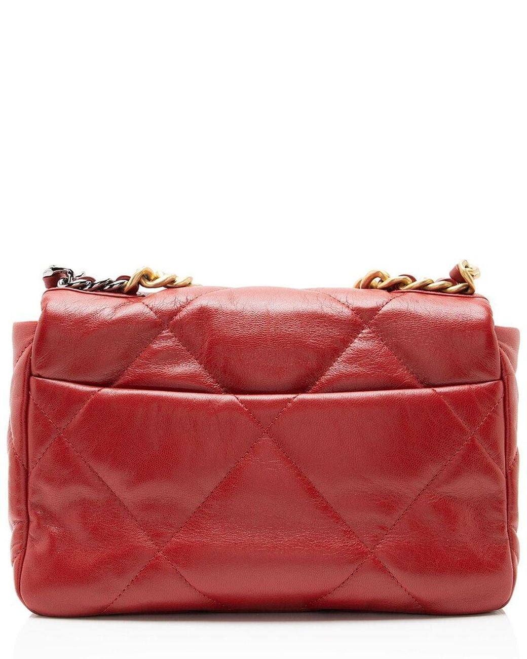 Chanel Red Lambskin 19 Medium Flap Shoulder Bag (Authentic Pre-Loved)