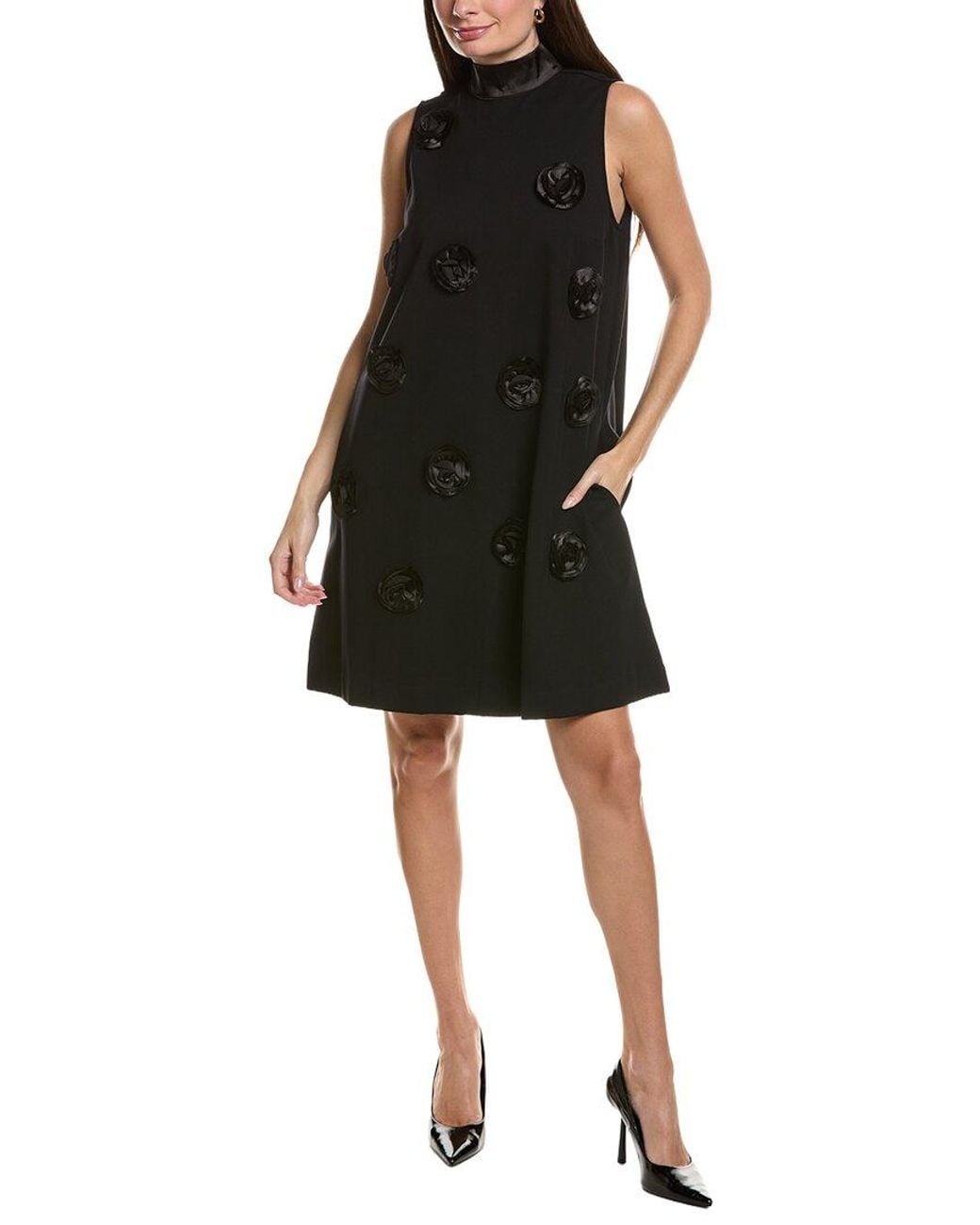 tyler boe Black Cleo Ponte Satin Trim Dress
