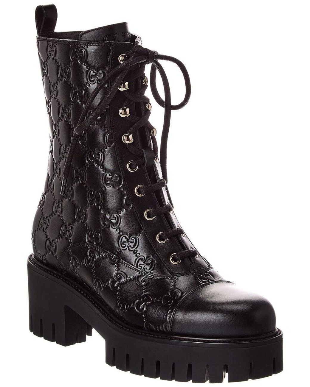Gucci Black Gg Leather Bootie