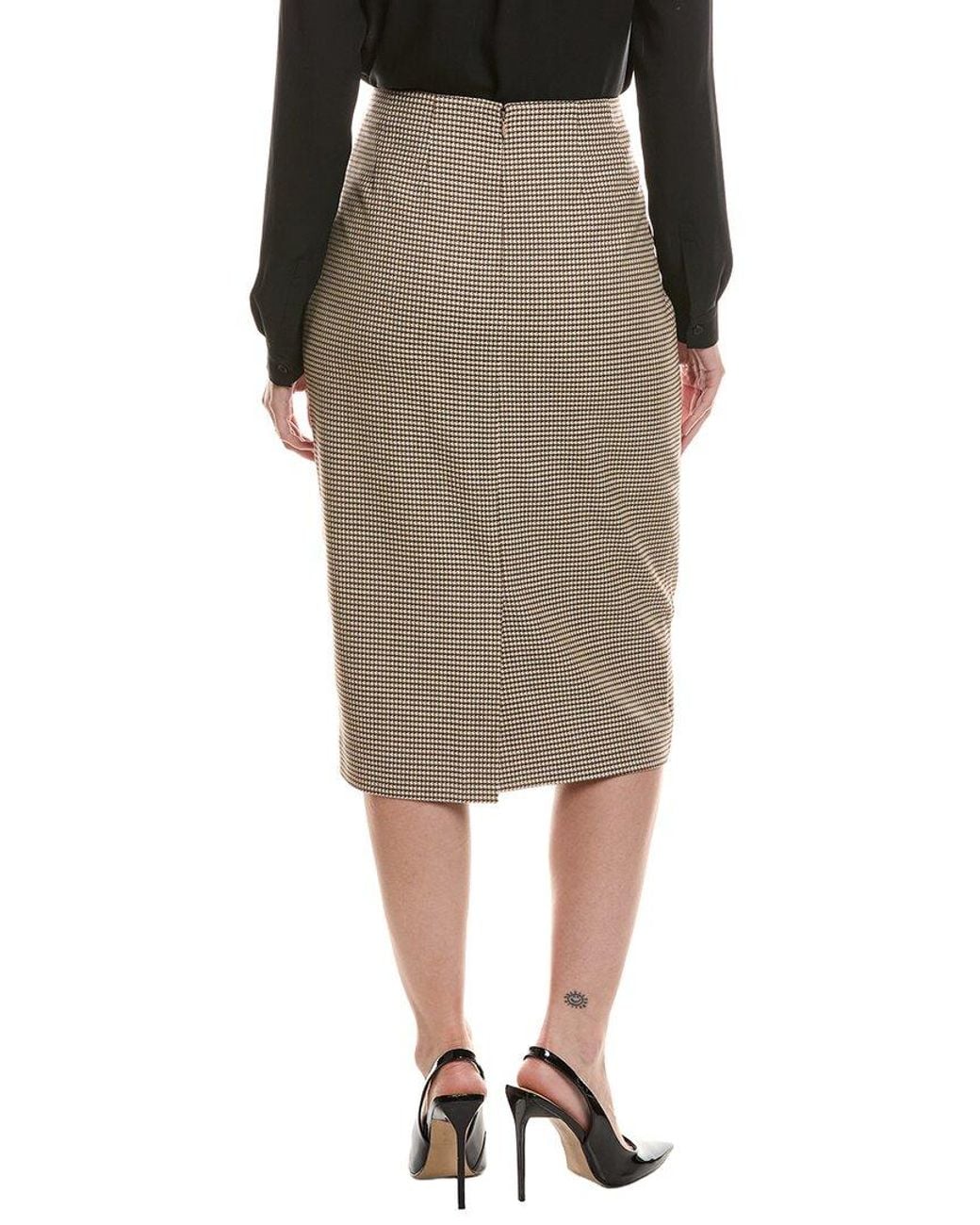 Anne Klein Green Puppytooth Midi Skirt