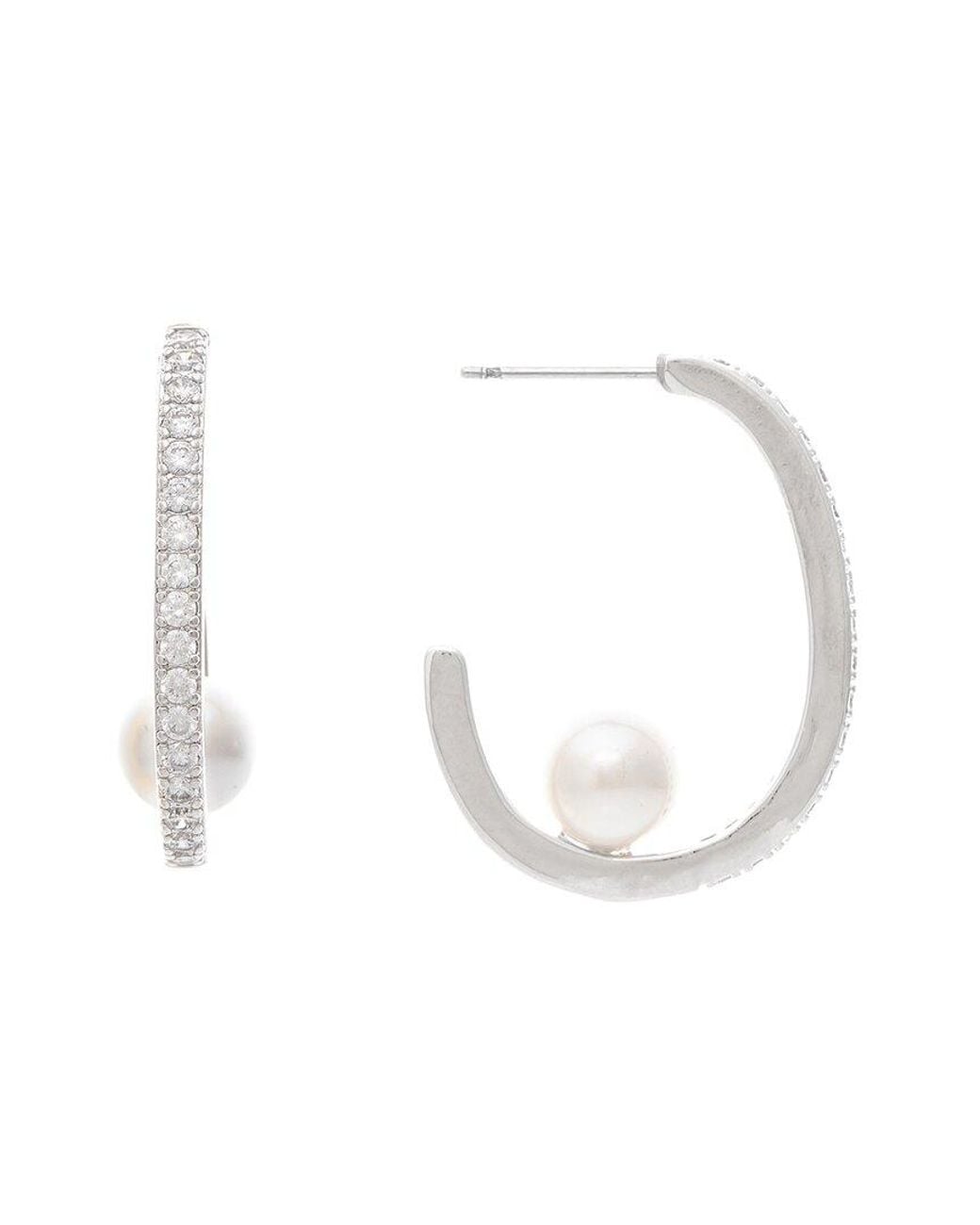 Rivka Friedman White Rhodium Plated Cz Earrings