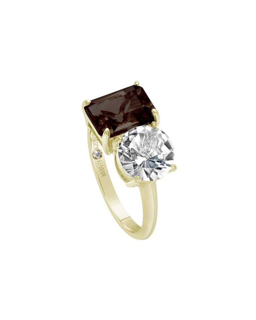 Suzy Levian White Gold Over Silver 5.00 Ct. Tw. Gemstone Toi Et Moi Ring