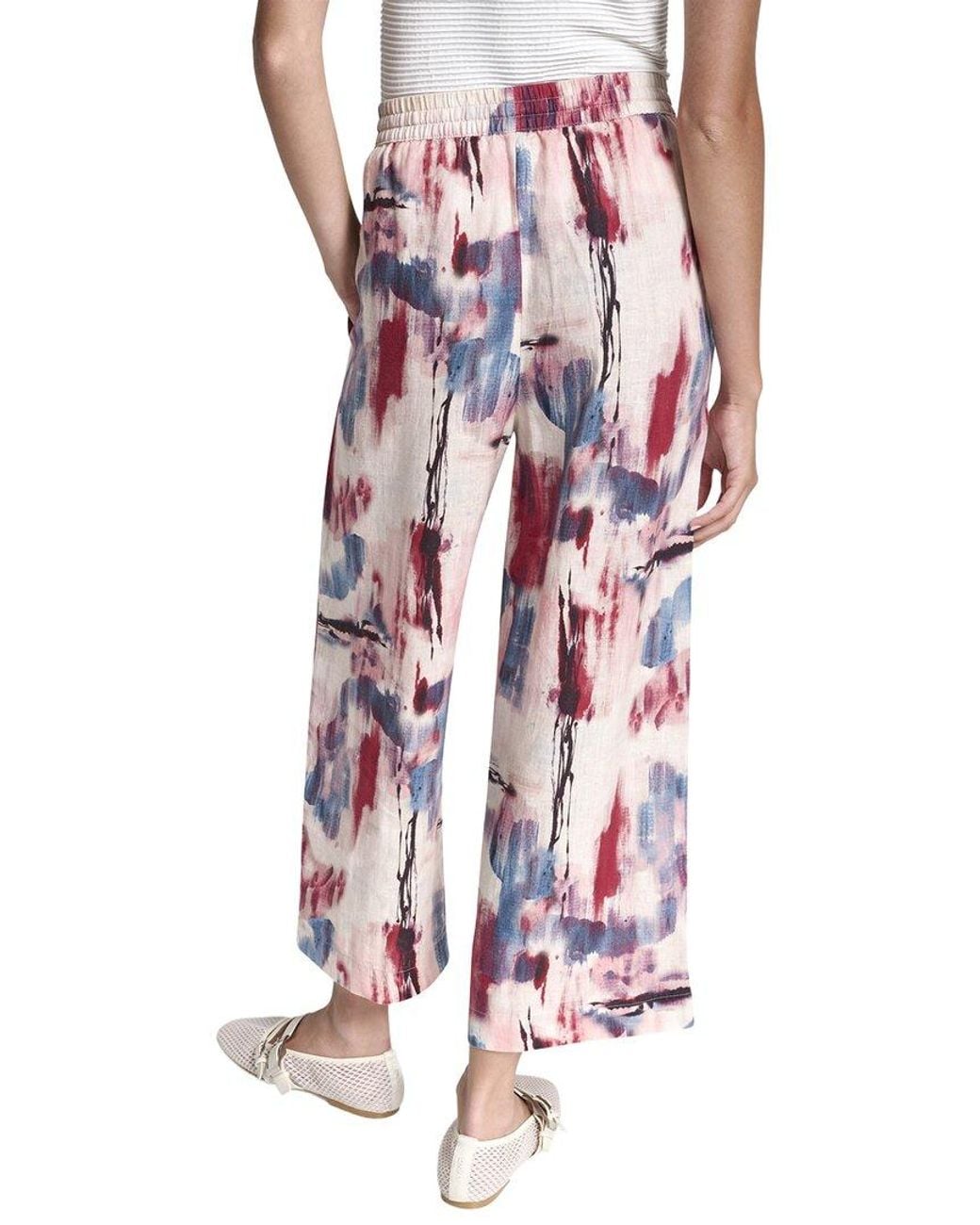 DKNY Multicolor Pull On Printed Linen Pant