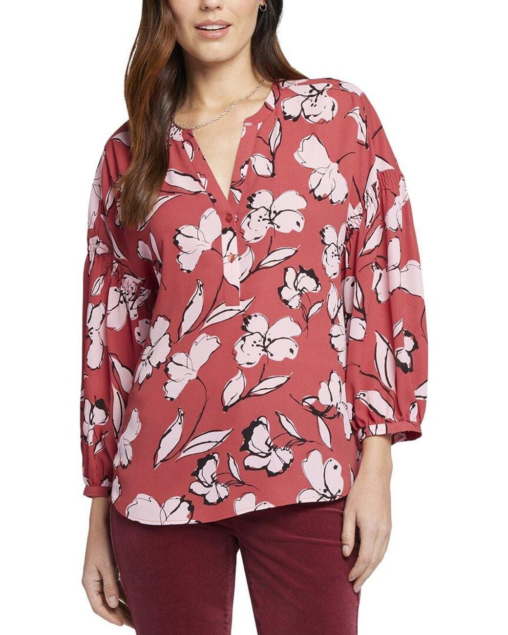 Split Color Converse NYDJ Paulina Shirt in Red | Lyst