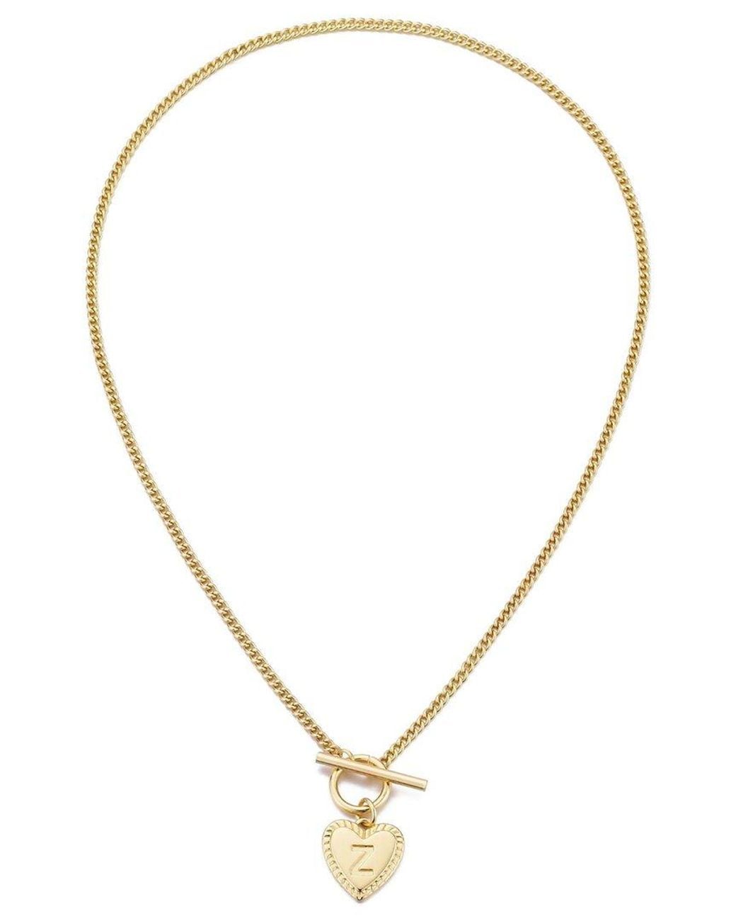 Adornia Metallic 14K Plated Diamond Heart Initial Toggle Necklace