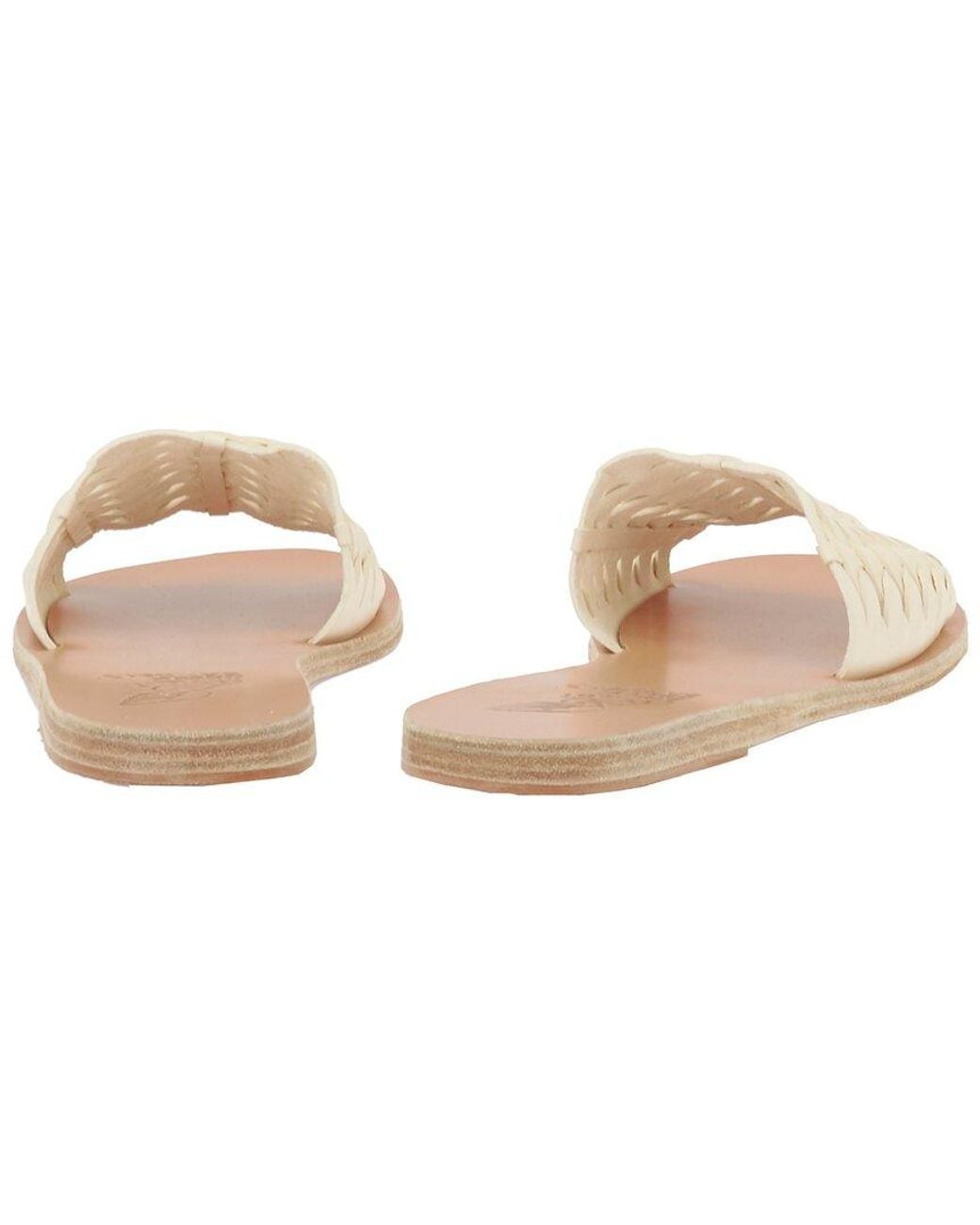 Ancient Greek Sandals White Taygete Woven Leather Sandal