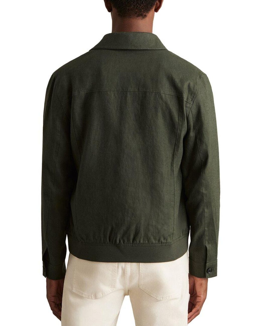 Reiss Black Adam Linen Four Pocket Jacket for men